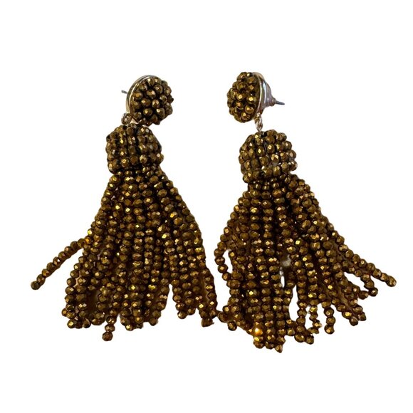 J. Crew Faceted Tassel Gold-plated Recycled Brass Earrings New Without Tags! - Picture 2 of 4